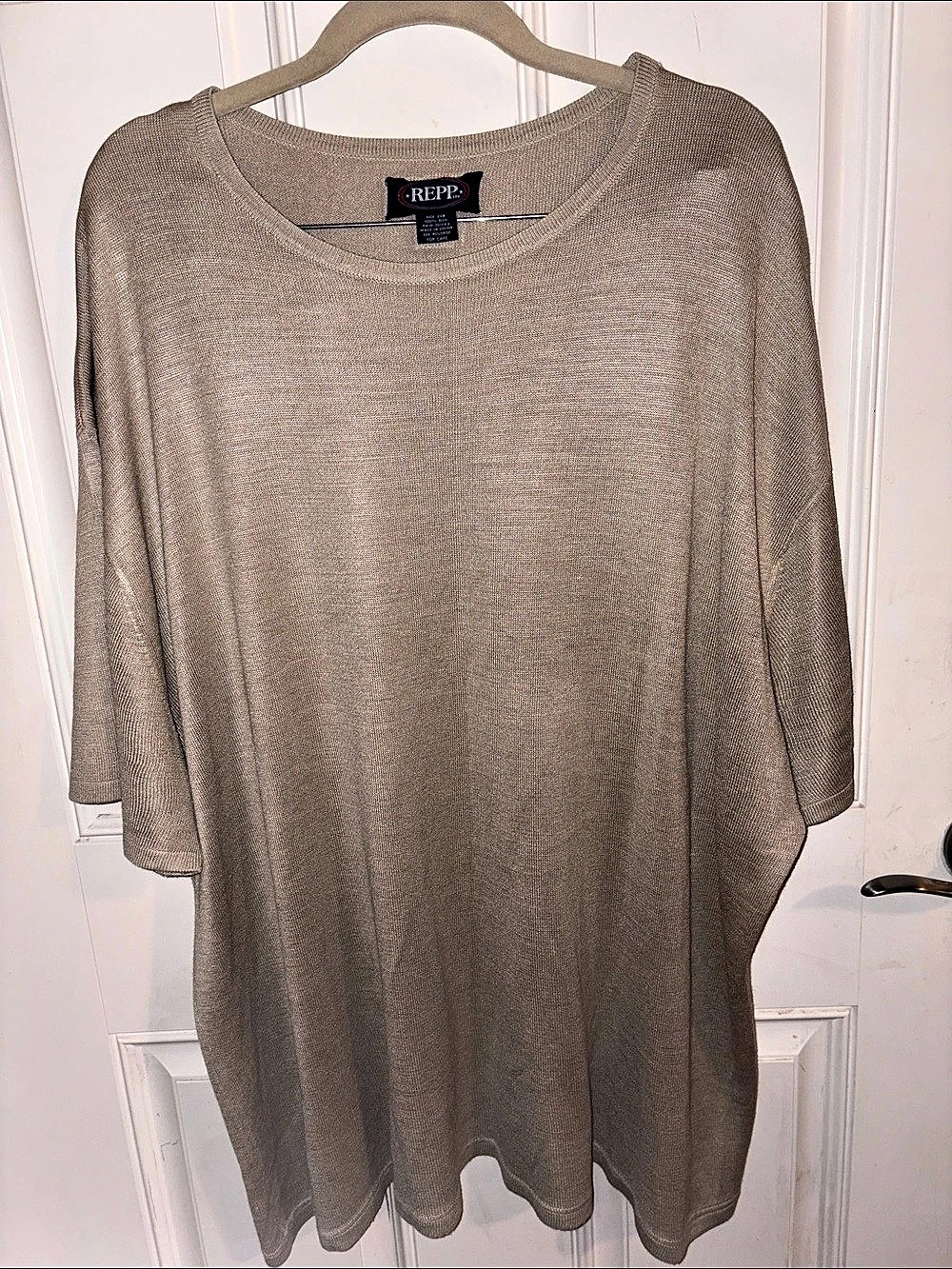 REPP Sheer Short Sleeve Tunic in Tan Size 2X